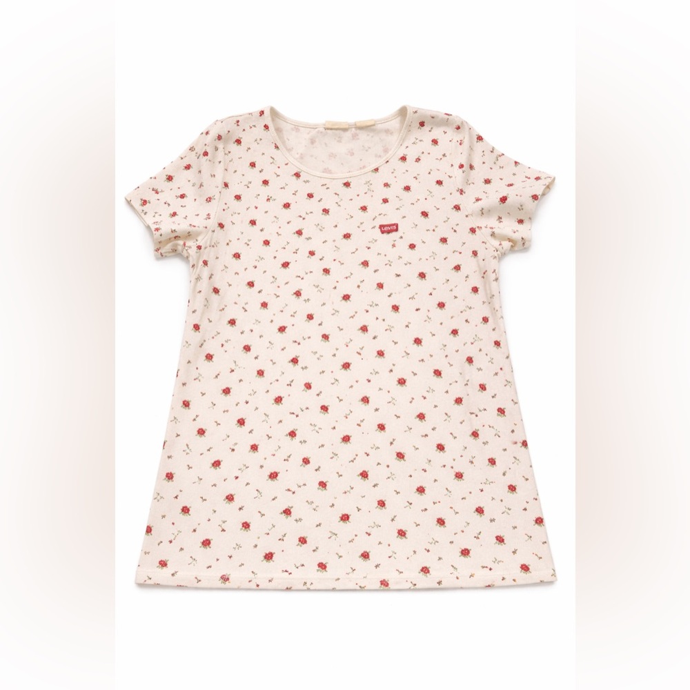 Levi's White Tee with Red Floral Design